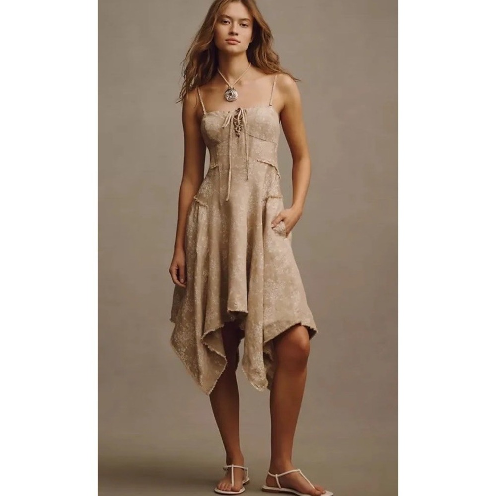 By Anthropologie Corset Seamed Mini Dress Floral Fairy Whimsical Bohemian Size M
